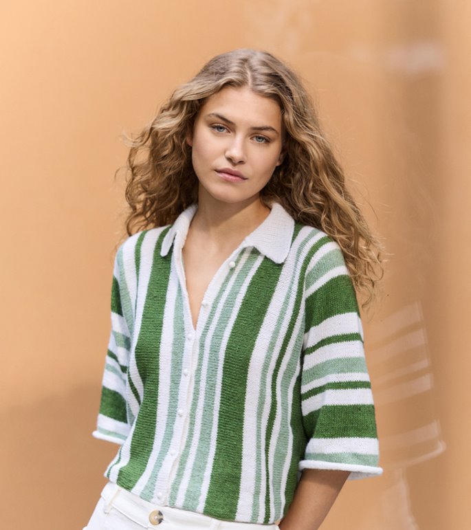 Lana Grossa POLOJACKE MIT STREIFEN Ecopuno